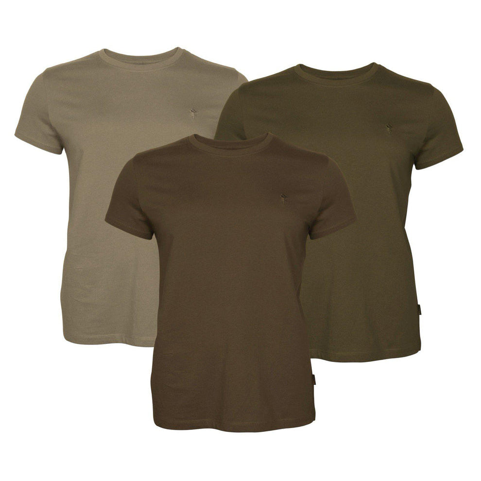 3-pack T-shirt Dam Pinewood Green/H.Brown/Khaki