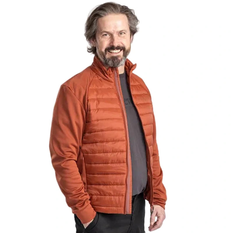 Orange hybridpowerfleecejacka för herrar med Thermolite®-vaddering och stretchpaneler