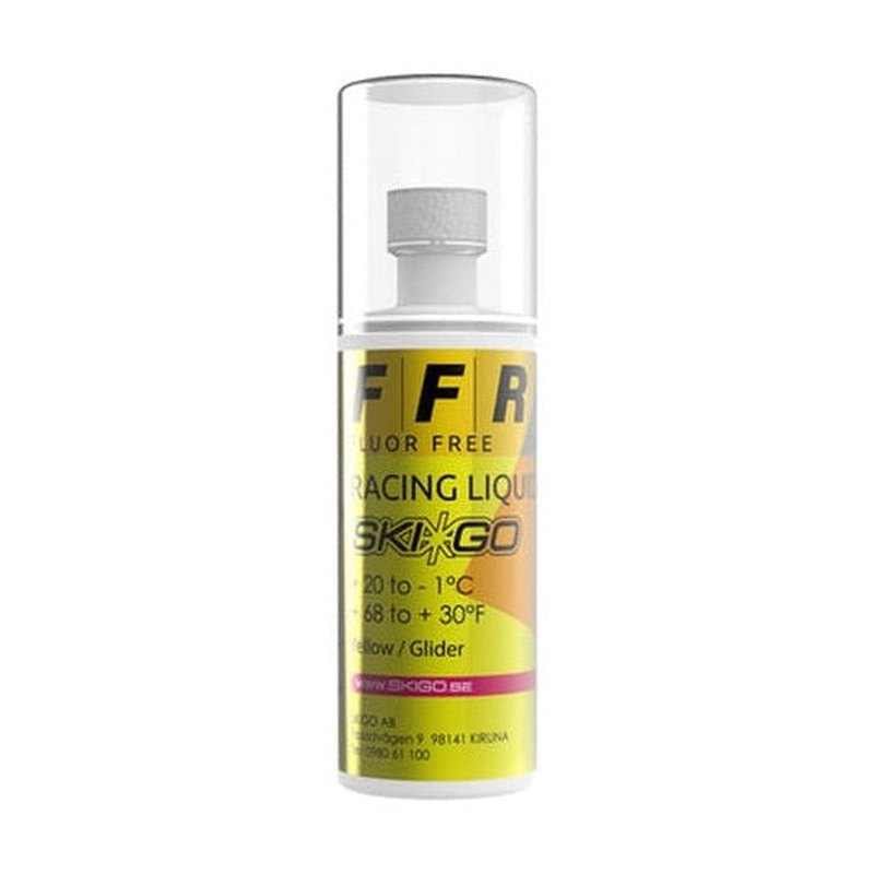 Skigo FFR Racing glidvalla i gul, 75 ml flaska med applicatorspets för tävling