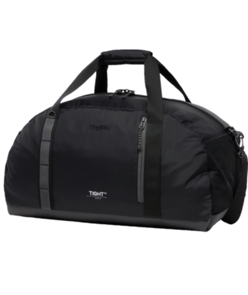 Närbild av Tight Duffel 50 väskans padded handtag och sidoremmar