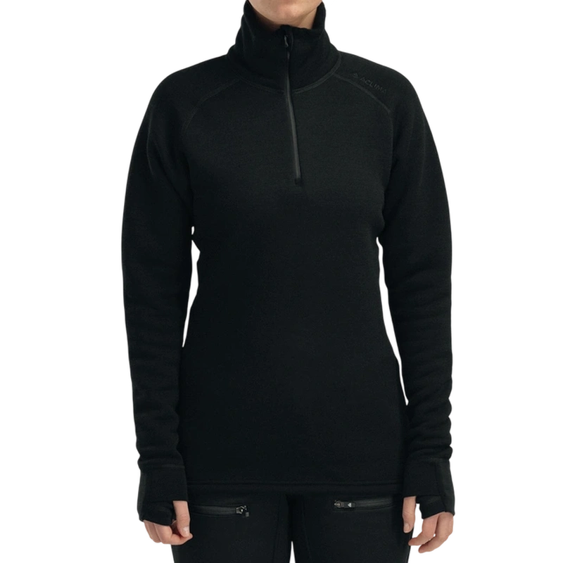 Svart Aclima FleeceWool Polo med half-zip framifrån