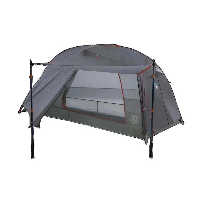 Big Agnes Copper Spur HV UL1 vandringstält i grått med orange detaljer, uppställt mot vit bakgrund