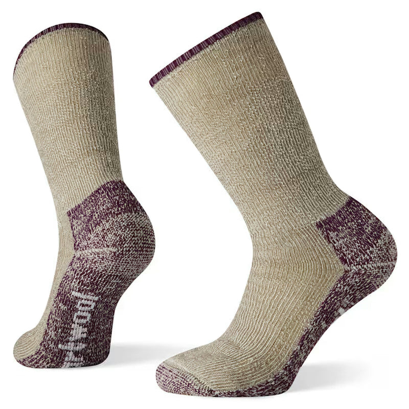 Beige Smartwool merinoullstrumpor med vinröda accenter och maxdämpning
