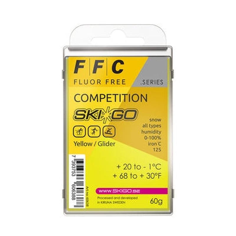 FFC Glidvalla Yellow 60g, fluorfritt tävlingsparaffin för varma och blöta förhållanden