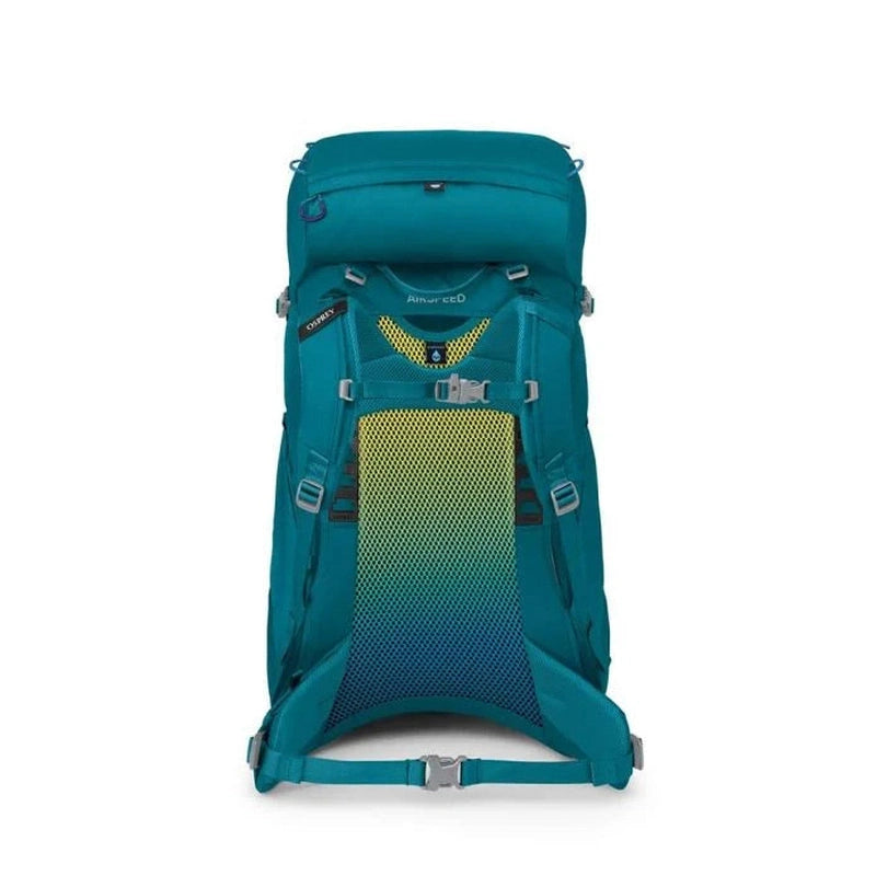 Tealblå Osprey Ace 38 ryggsäck med gradient AirSpeed-bakstycke och justerbar passform
