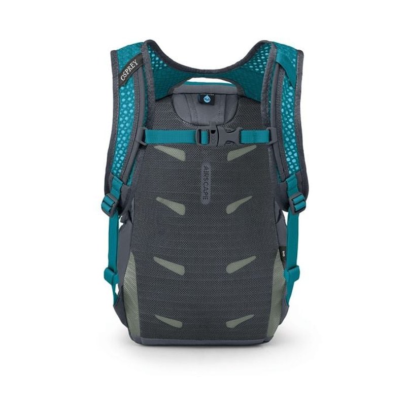 Osprey Daylite JR ryggsäck mörkgrå med ventilerande AIRSCAPE ryggpanel och teal axelremmar