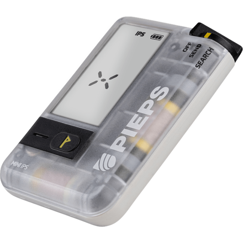 Närbild på PIEPS Mini IPS med IPS-teknologi och batteriindikator