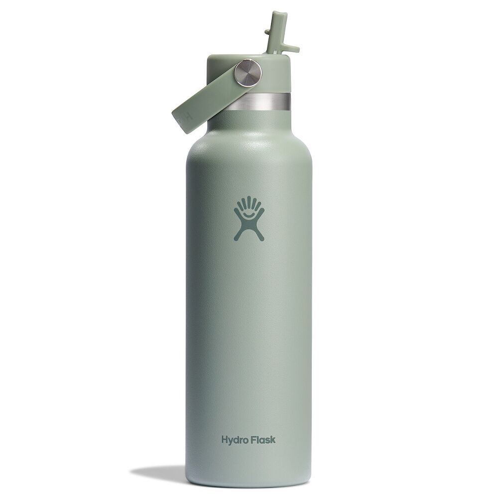 Ljusgrön Hydro Flask vattenflaska med Flex Straw-locke och sidohandtag