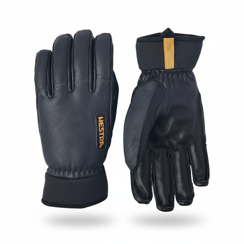 Army Leather Wool Terry 5-finger Handske