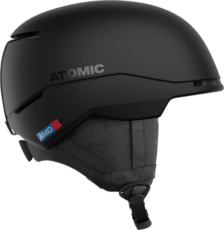 Svart Atomic Four AMID Lite skidhjälm med matt yta och grå logotyp
