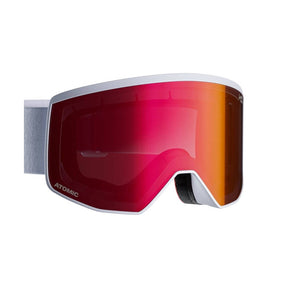 Ljusgrå Atomic Four Pro L HD skidglasögon med orange-röd spegelglasa och texturerad rem