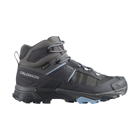 Salomon X Ultra 5 Mid vandringskänga svart/grå med ljusblå detaljer och GORE-TEX