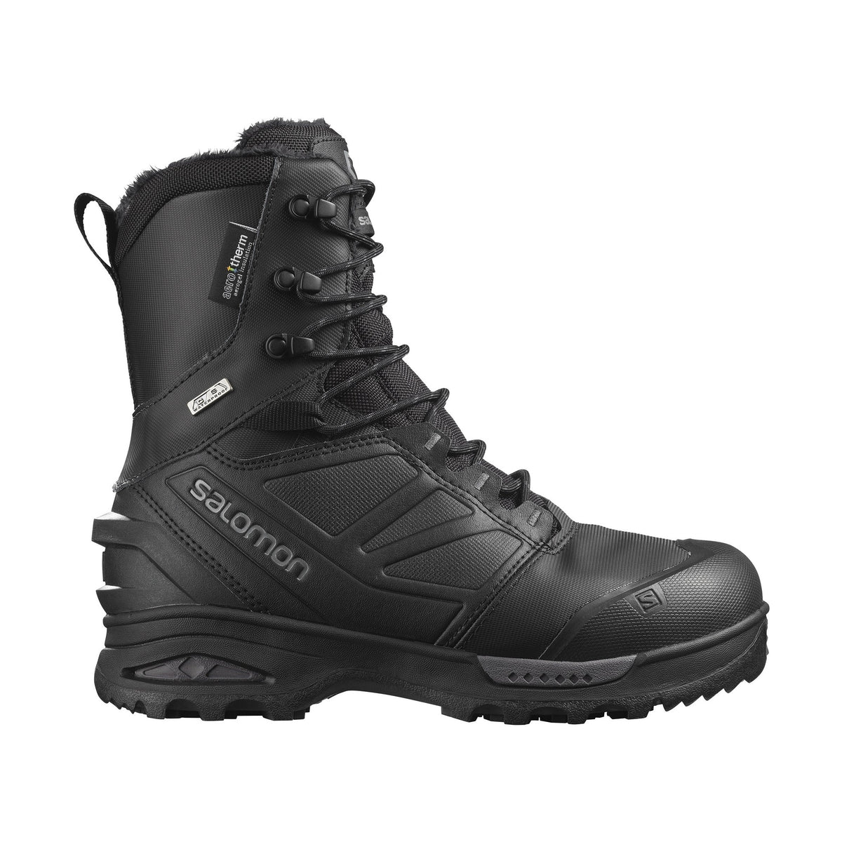 Salomon Toundra Pro ClimaSalomon™ vattentät känga i svart med quicklace-snörning och Aerotherm-isolering