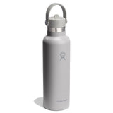 Ljusgrå Hydro Flask vattenflaska med bärhandtagslock och matt finish