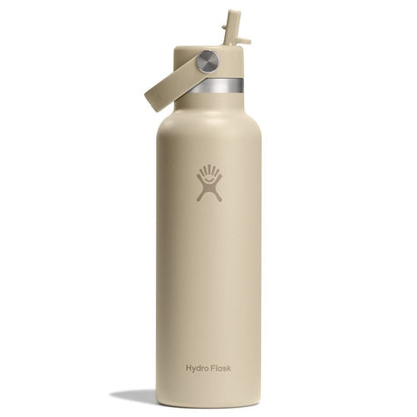 Beige Hydro Flask vattenflaska med Flex Straw-locke och matt yta