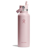 Ljusrosa Hydro Flask vattenflaska med Flex Straw-locke och matt finish